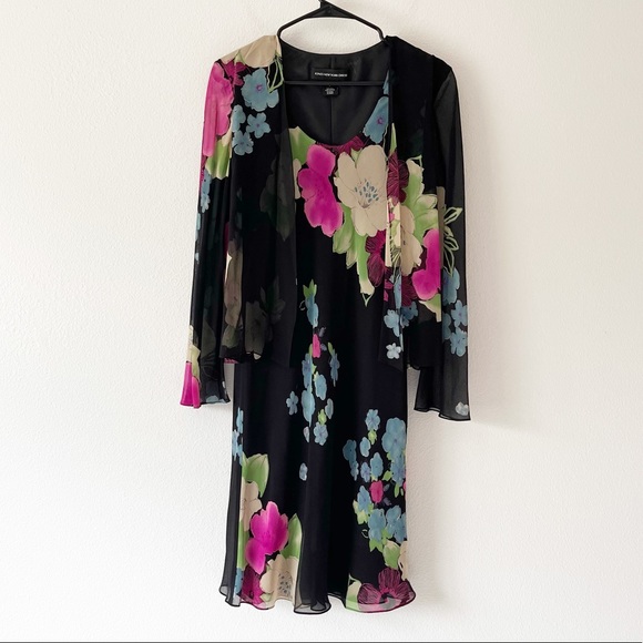 100% Silk Floral MIDI Dress Size 6 - Picture 1 of 15